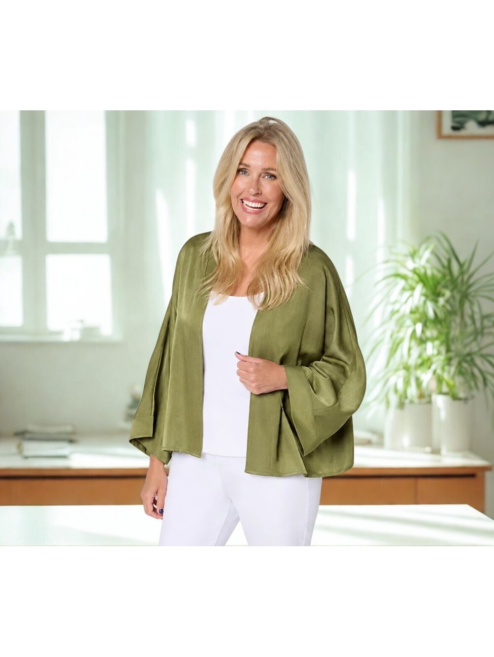 Me by Jennie Garth Marjorie Dolman Sleeve Topper PALM Size XXS